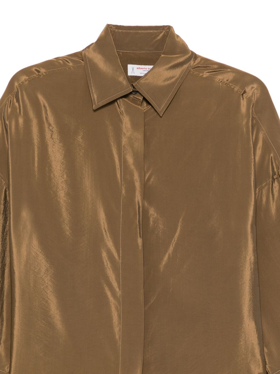 Alberto Biani Organze Shirt For Women Brown Viscose Blend Tailored Office Wear Spring Summer 2026