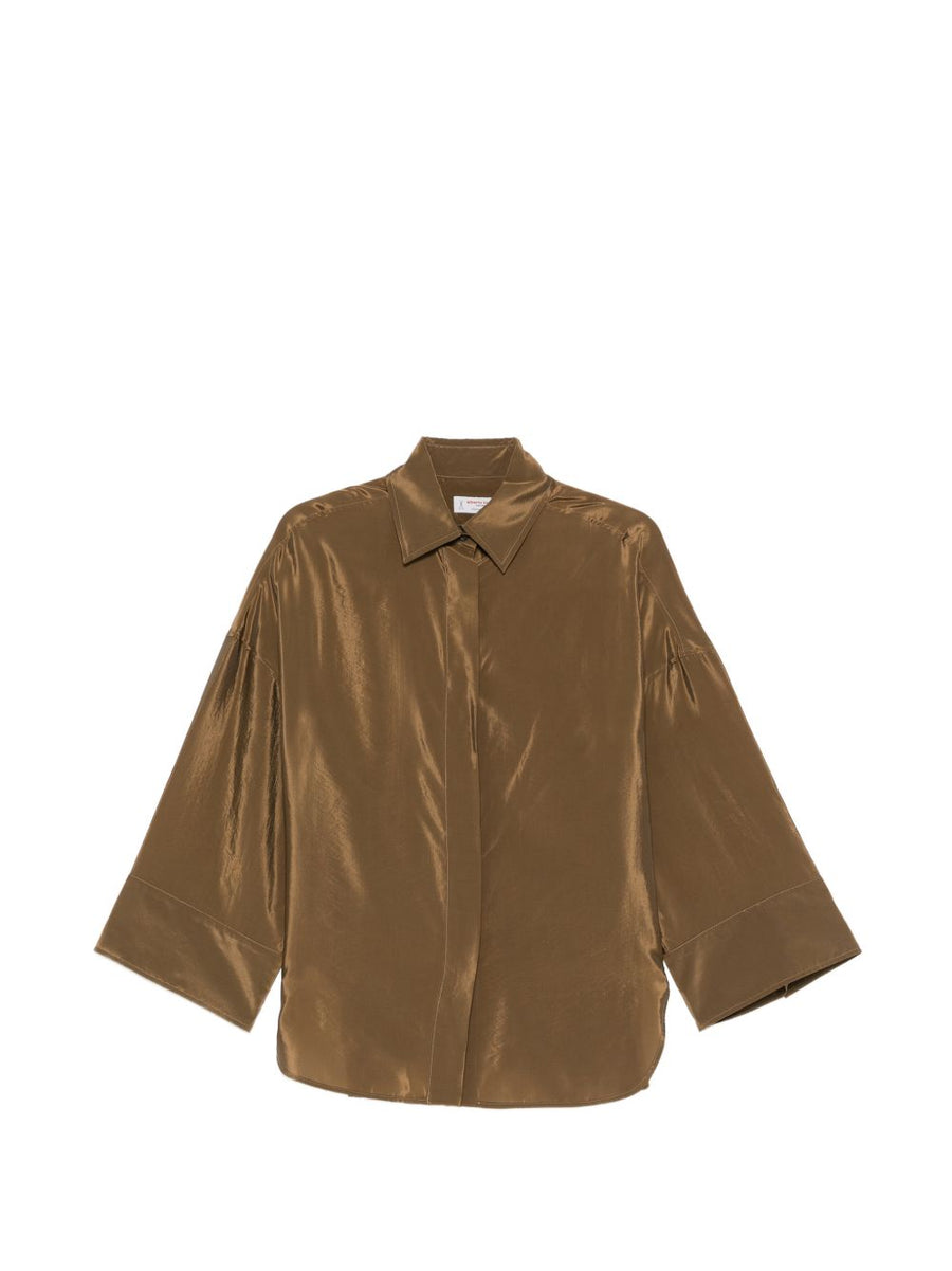 Alberto Biani Organze Shirt For Women Brown Viscose Blend Tailored Office Wear Spring Summer 2026