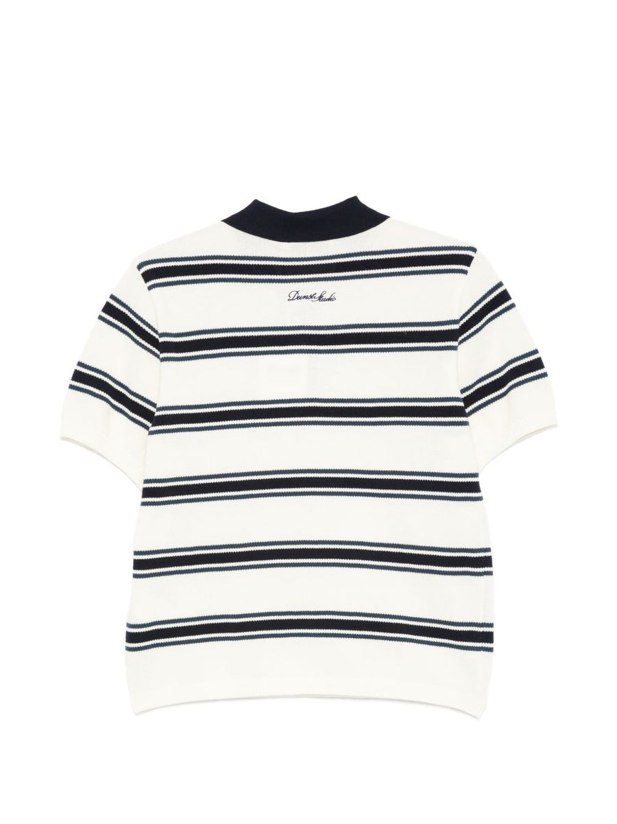 Dunst Striped Cotton Polo Shirt For Women Breathable 100 Percent Cotton Ecru Everyday Topwear