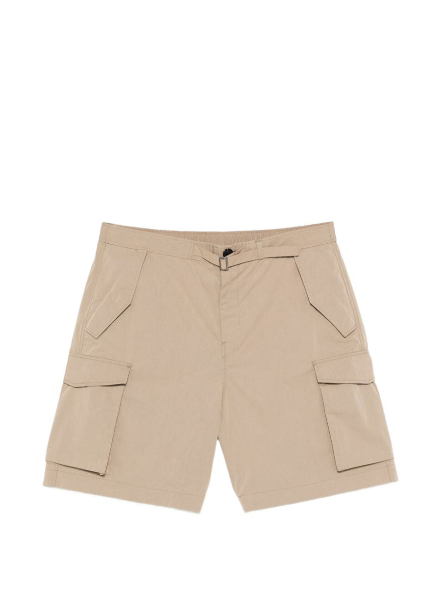 Paul Smith Men's Beige Cotton Cargo Shorts With Belt And Premium Comfort And Multiple Pockets