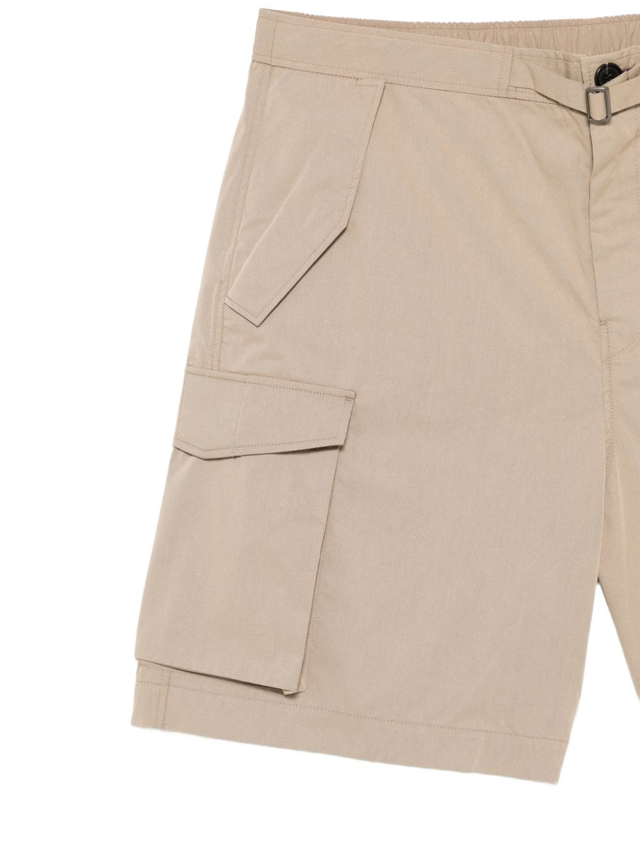 Paul Smith Men's Beige Cotton Cargo Shorts With Belt And Premium Comfort And Multiple Pockets