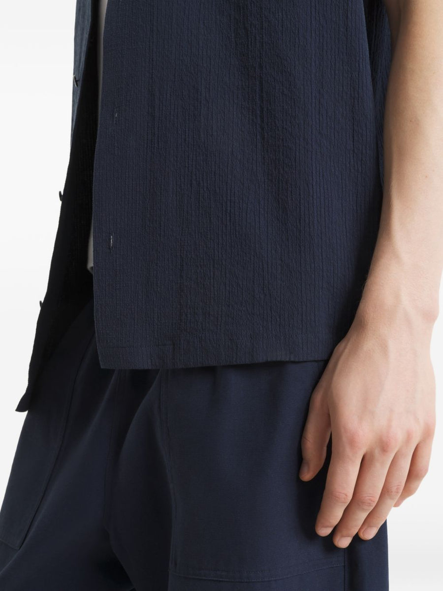 Maison Kitsuné Navy Cotton Shirt For Men With Elastane Stretch For All Day Comfort Everyday Style