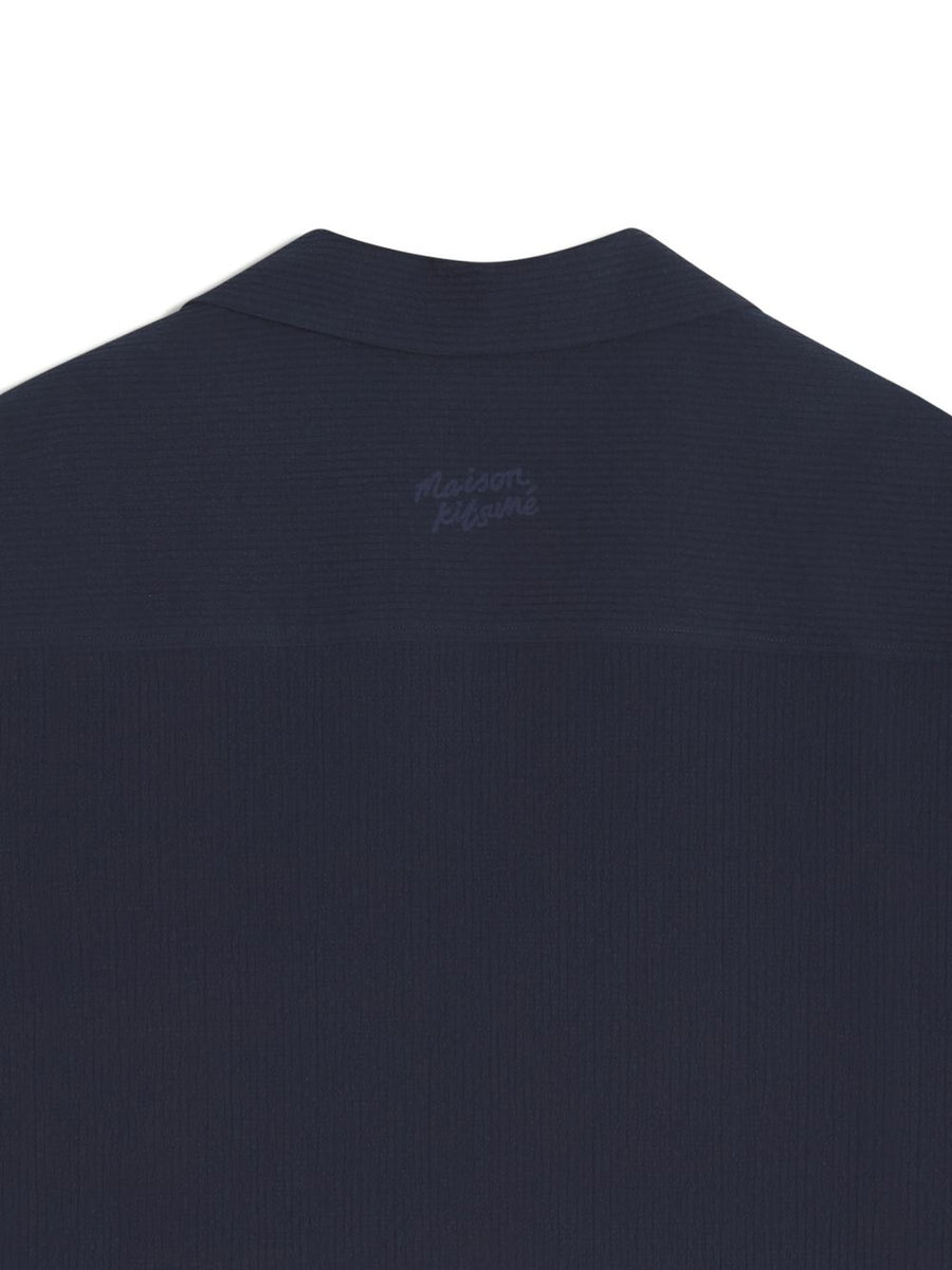 Maison Kitsuné Navy Cotton Shirt For Men With Elastane Stretch For All Day Comfort Everyday Style