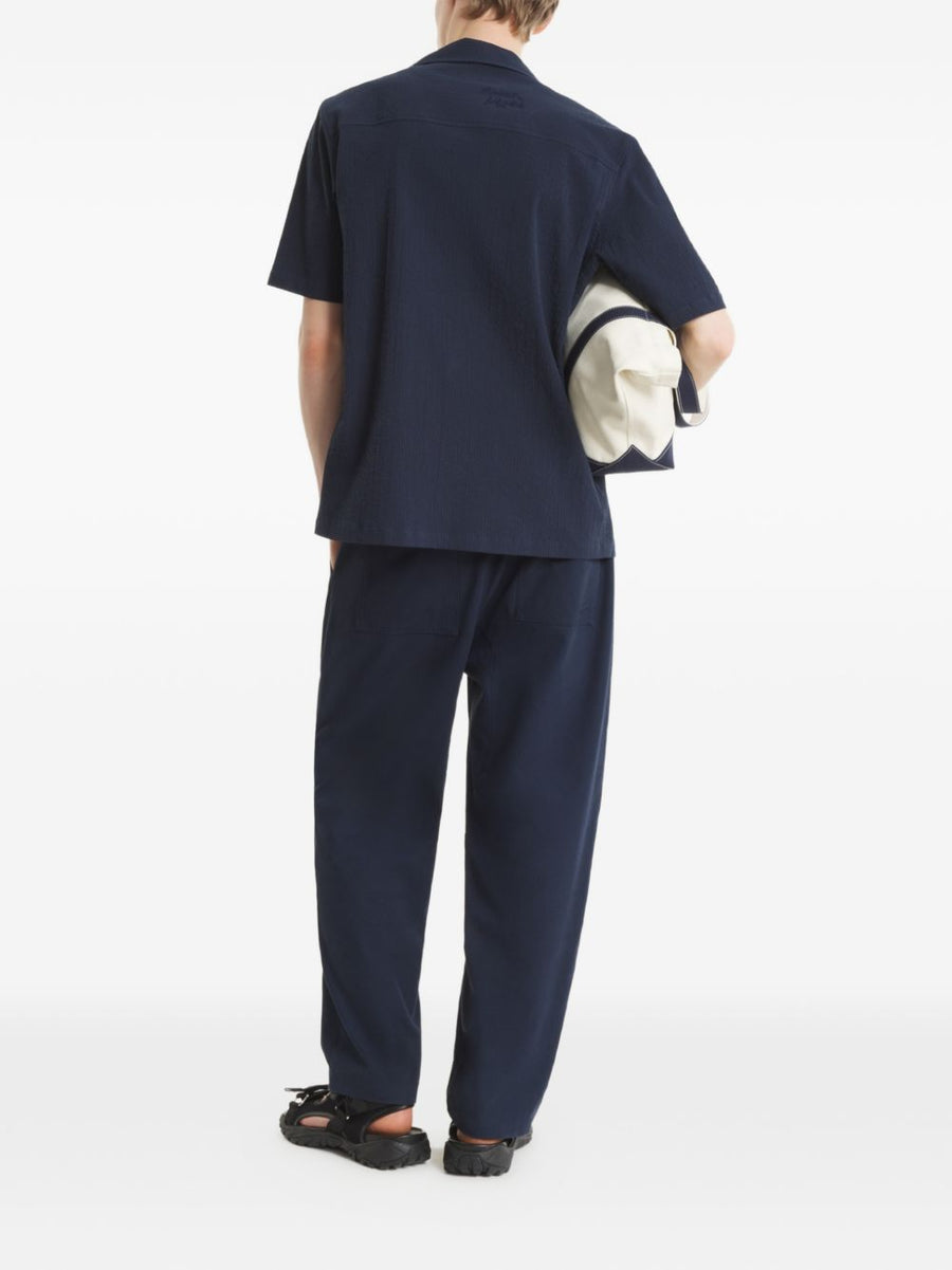 Maison Kitsuné Navy Cotton Shirt For Men With Elastane Stretch For All Day Comfort Everyday Style