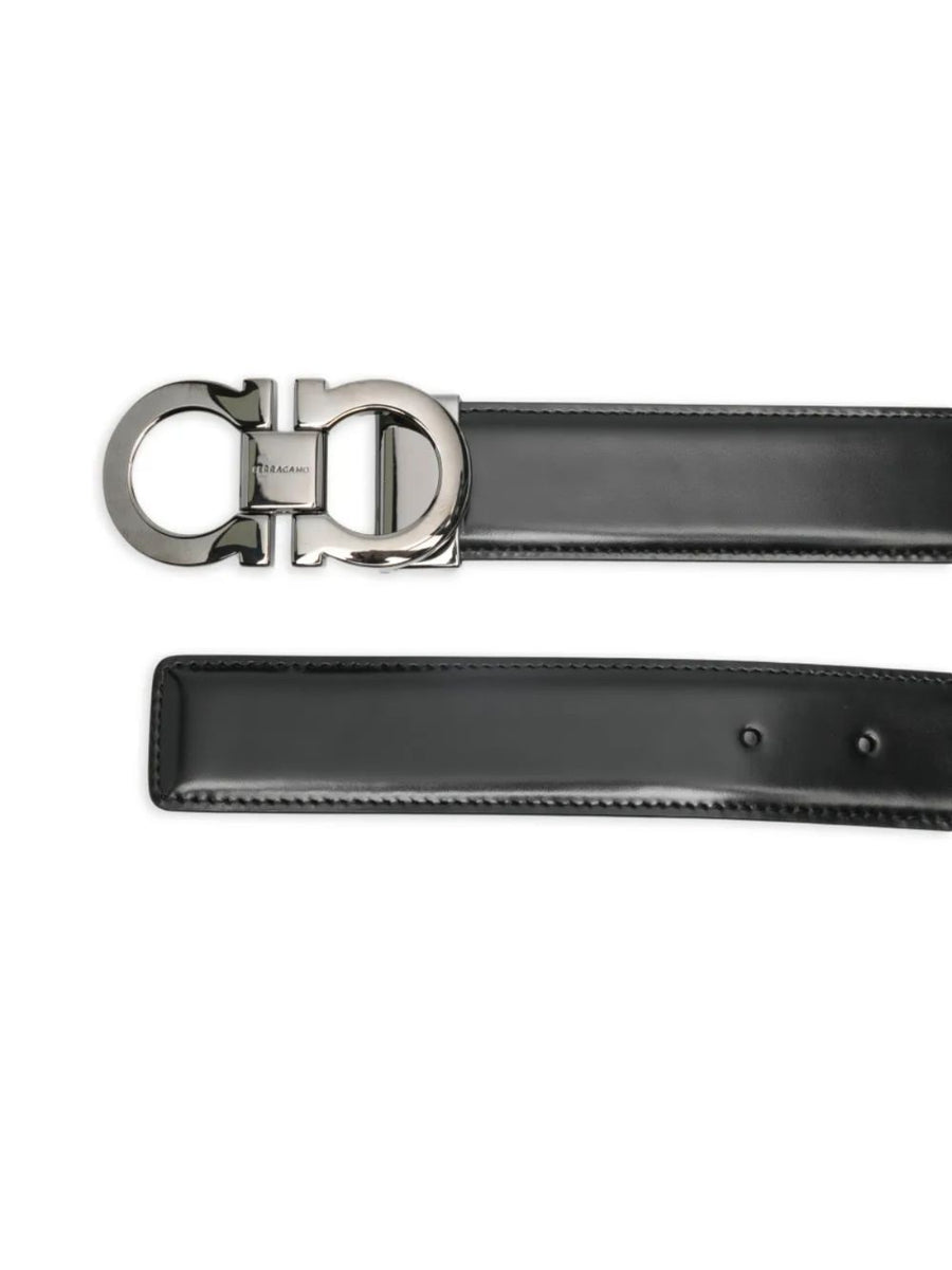 Ferragamo Reversible Gancini Belt For Men Premium Italian Leather Two Tone Black Brown Adjustable Buckle