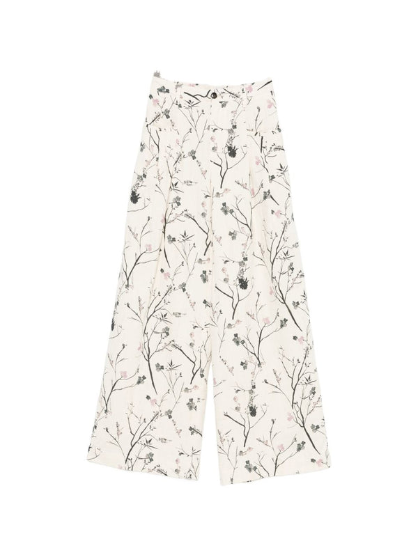 White Sand Printed wide-leg trousers