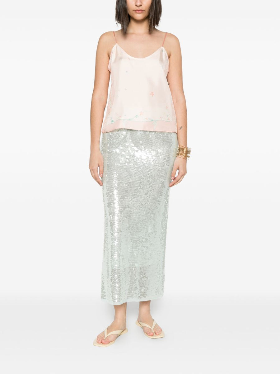 Forte Forte Light Blue Sequined Midi Skirt With Elastic Waistband