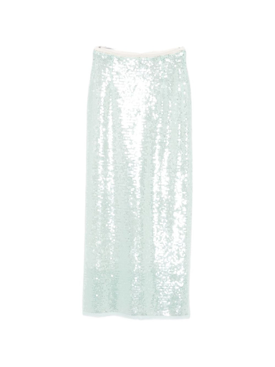 Forte Forte Light Blue Sequined Midi Skirt With Elastic Waistband