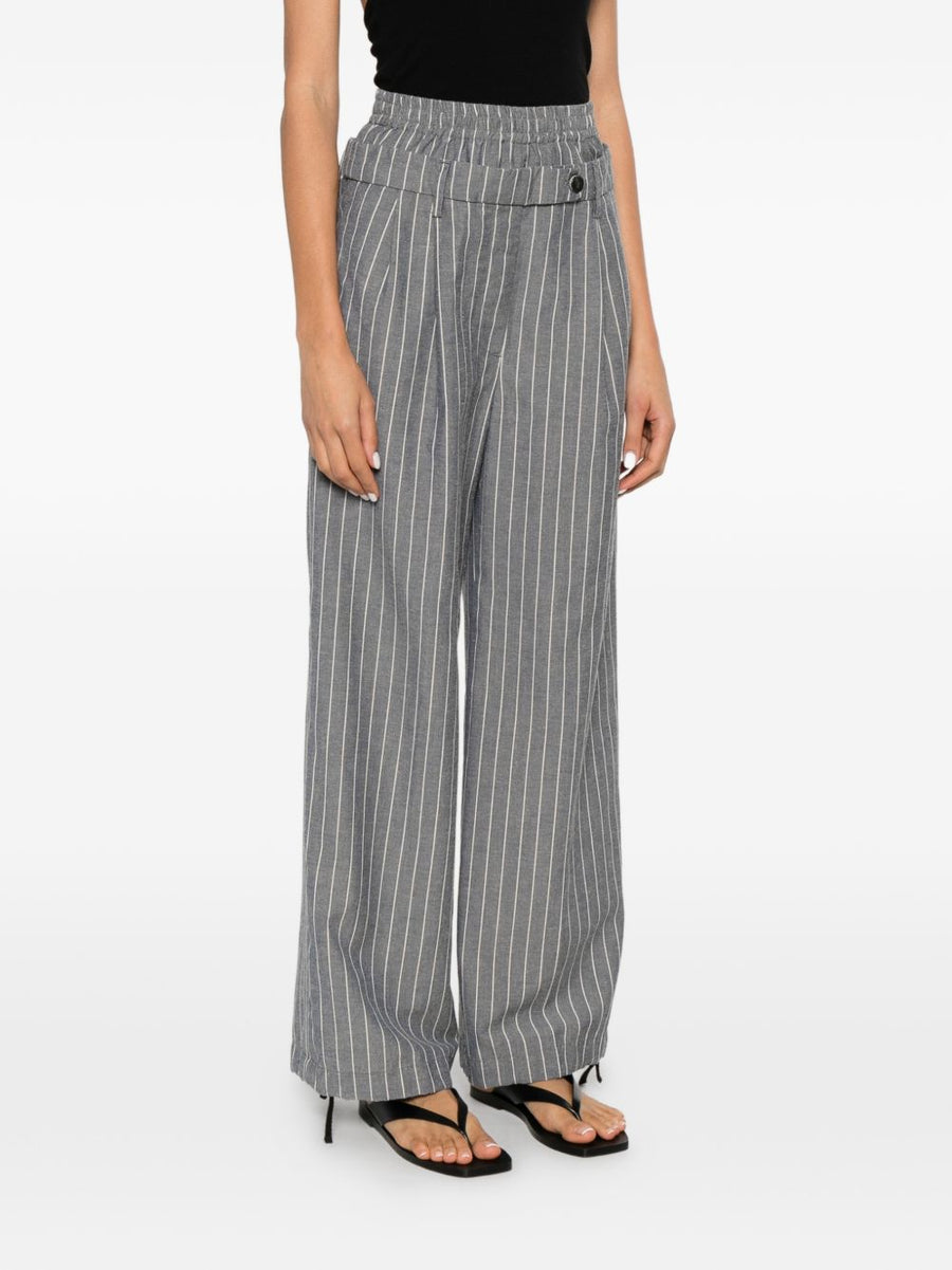 White Sand Grey Linen Blend Trousers For Women Versatile Comfortable Desk To Dinner Everyday Essential