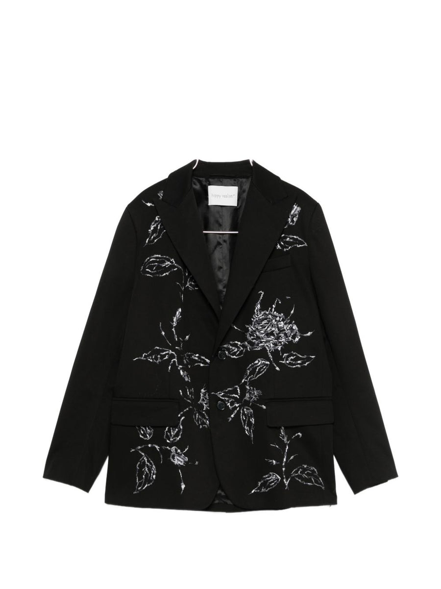 Cotton Single Breasted Blazer For Women Floral Detail By Hippy Realisti Tailored Office Ready Versatile