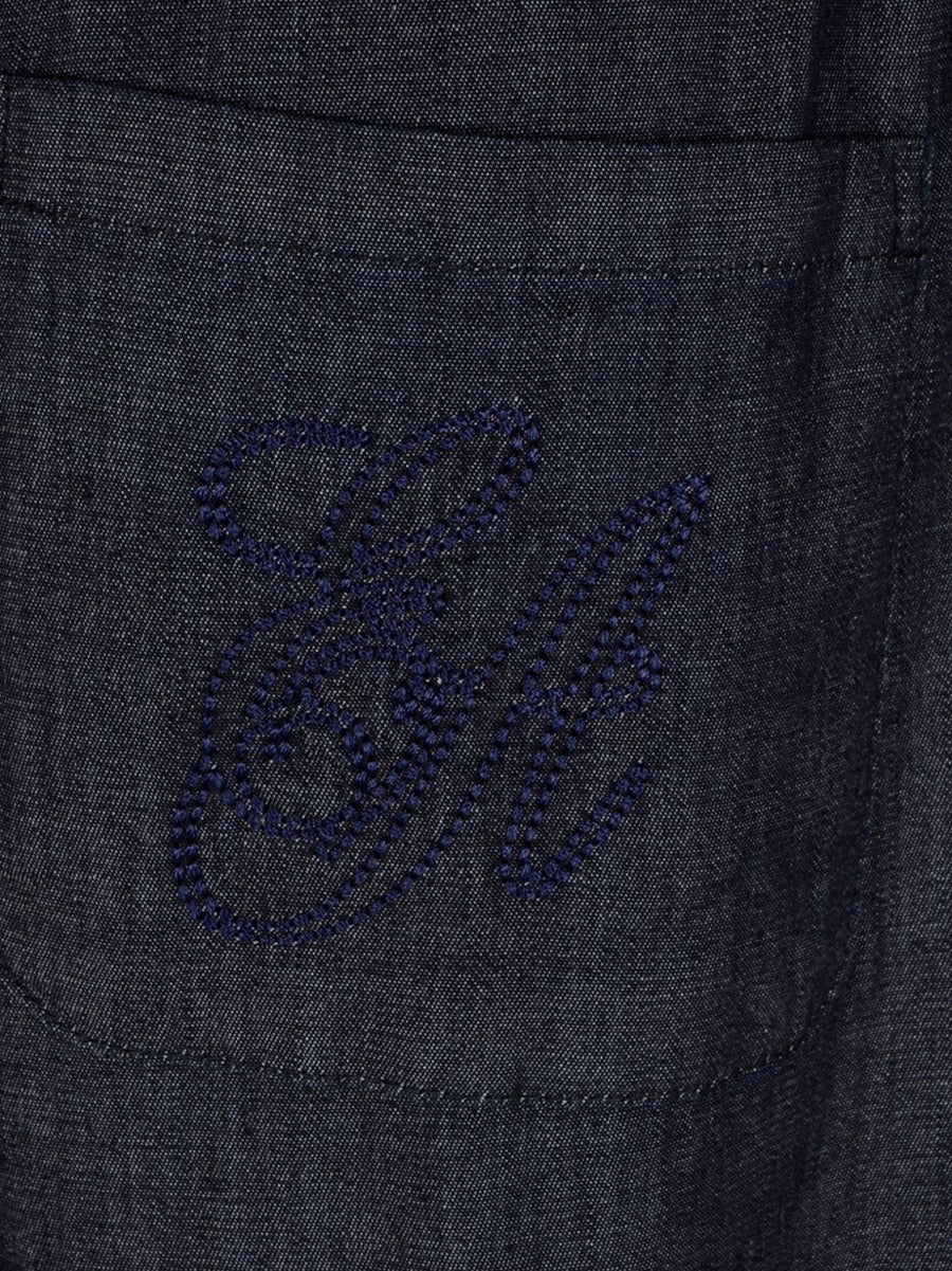 Emporio Armani Navy Denim Trousers For Women Elastic Waist