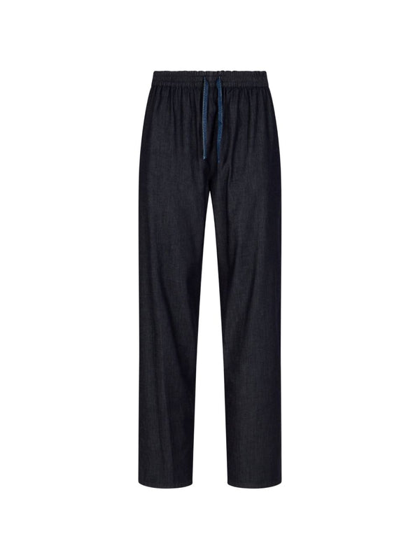 Emporio Armani Navy Denim Trousers For Women Elastic Waist