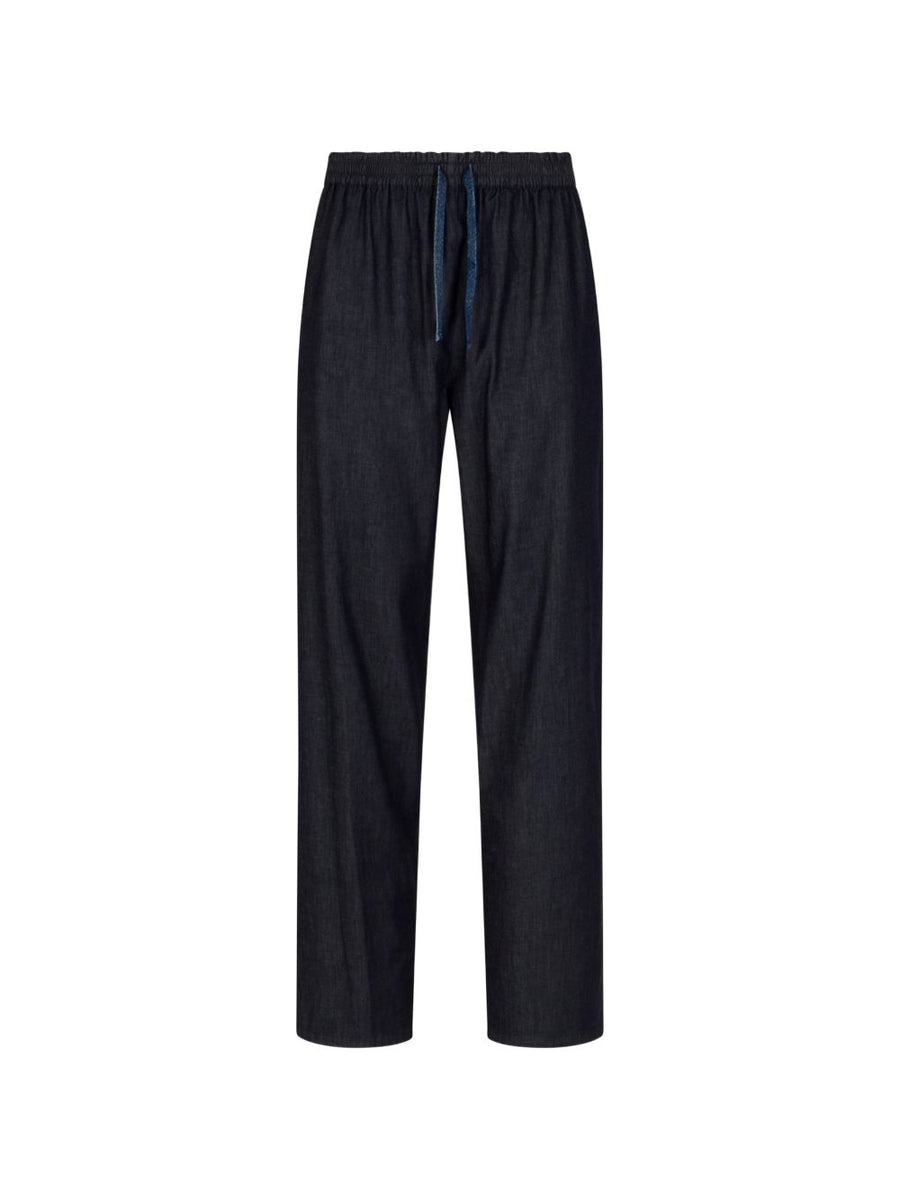 Emporio Armani Navy Denim Trousers For Women Elastic Waist