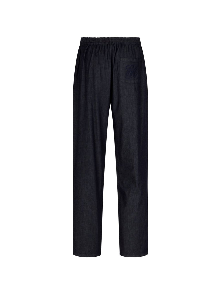 Emporio Armani Navy Denim Trousers For Women Elastic Waist