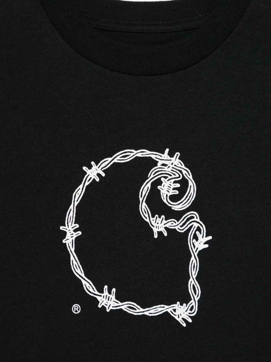 Carhartt WIP Main Logo Cotton T Shirt for Men Black Graphic Logo Tee with Versatile Round Neck and Short Sleeves