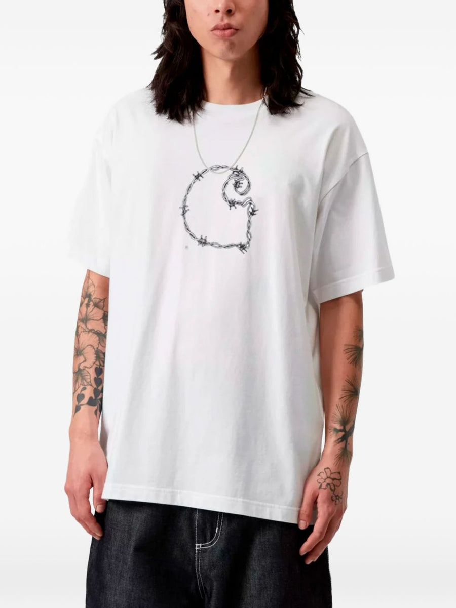 Carhartt WIP Main Logo Cotton T Shirt For Men Soft White Round Neck Tee Versatile Essential