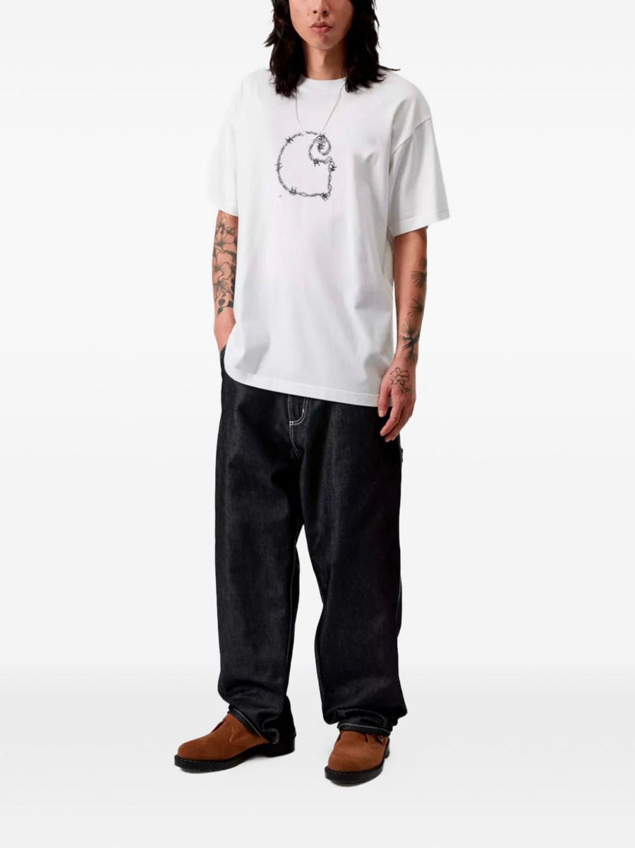 Carhartt WIP Main Logo Cotton T Shirt For Men Soft White Round Neck Tee Versatile Essential