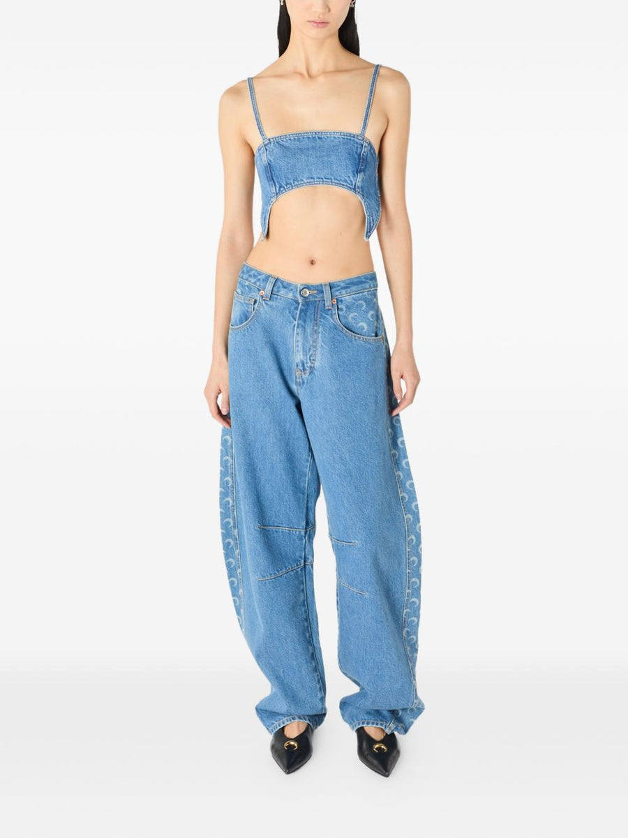 Marine Serre Denim Bra Top Light Blue Minimal Silhouette Luxury Fashion For Women SS26