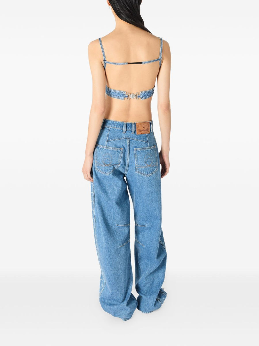 Marine Serre Denim Bra Top Light Blue Minimal Silhouette Luxury Fashion For Women SS26