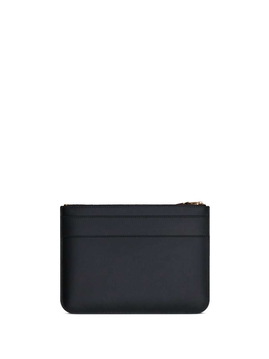 Comme Des Garcons Big Bow Leather Card Case With Top Zip Closure For Women Premium Cowhide Wallet