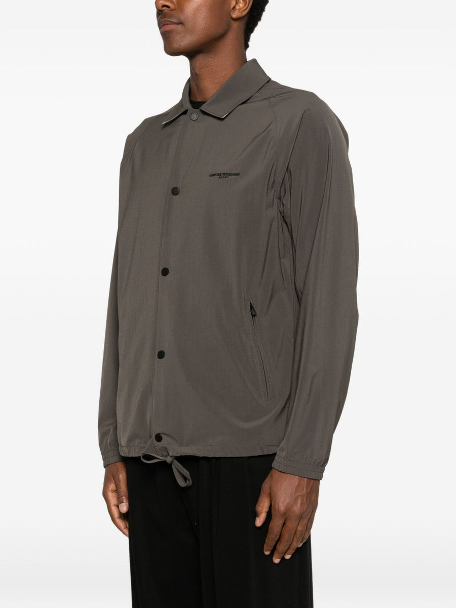 Emporio Armani Logo Overshirt for Men Brown Luxury Layer With Subtle Logo Embroidery