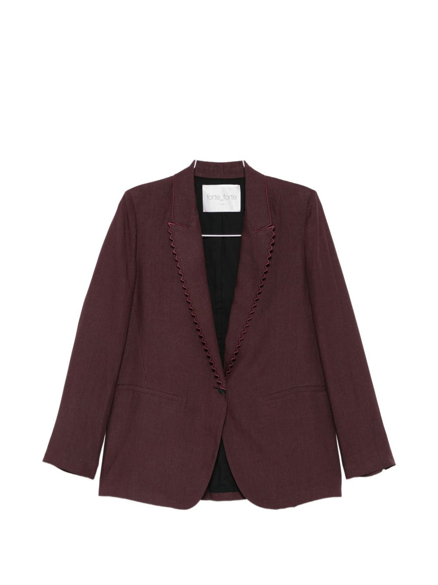 Forte Forte Linen Single Breasted Jacket For Women Brown Luxury Warm Weather Essential