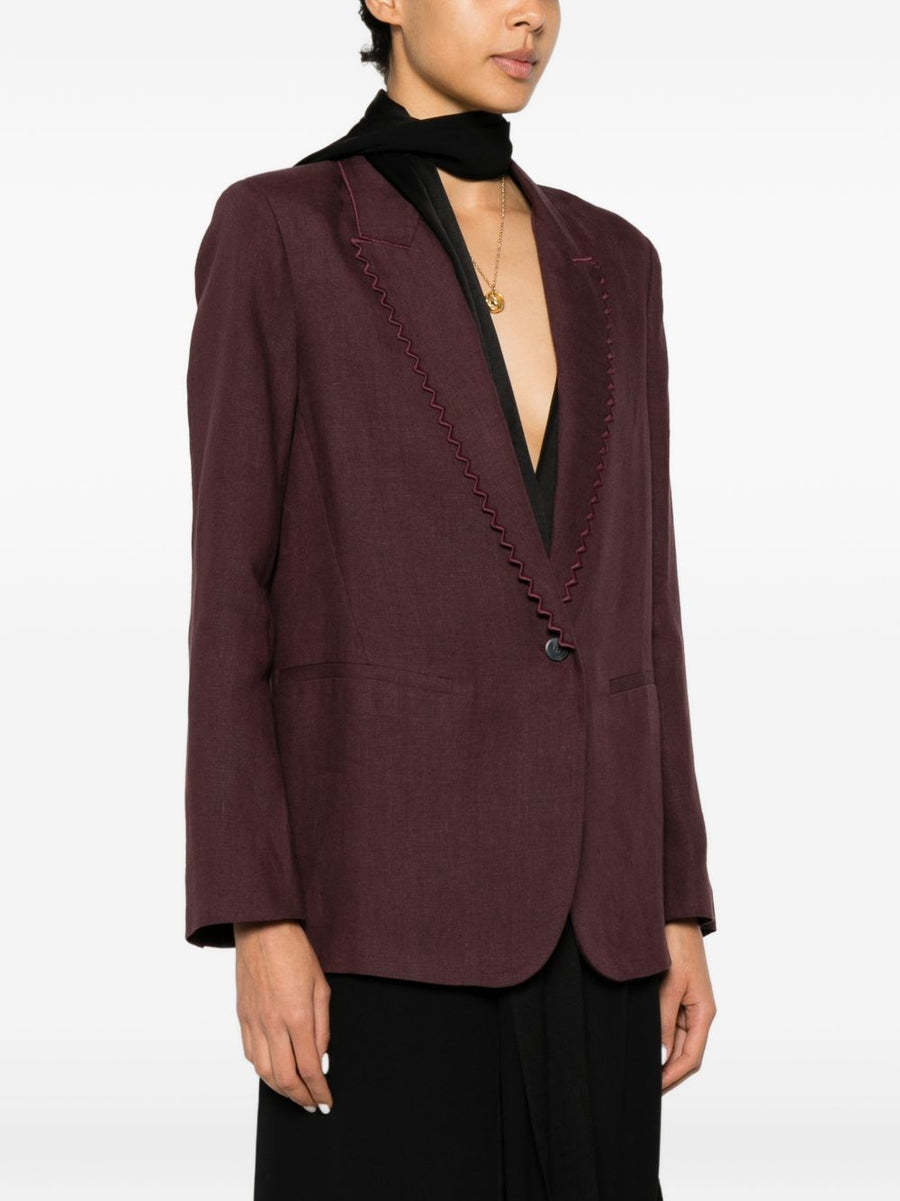 Forte Forte Linen Single Breasted Jacket For Women Brown Luxury Warm Weather Essential