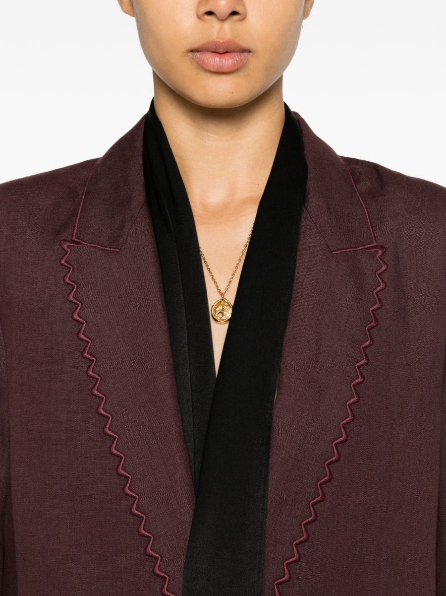 Forte Forte Linen Single Breasted Jacket For Women Brown Luxury Warm Weather Essential