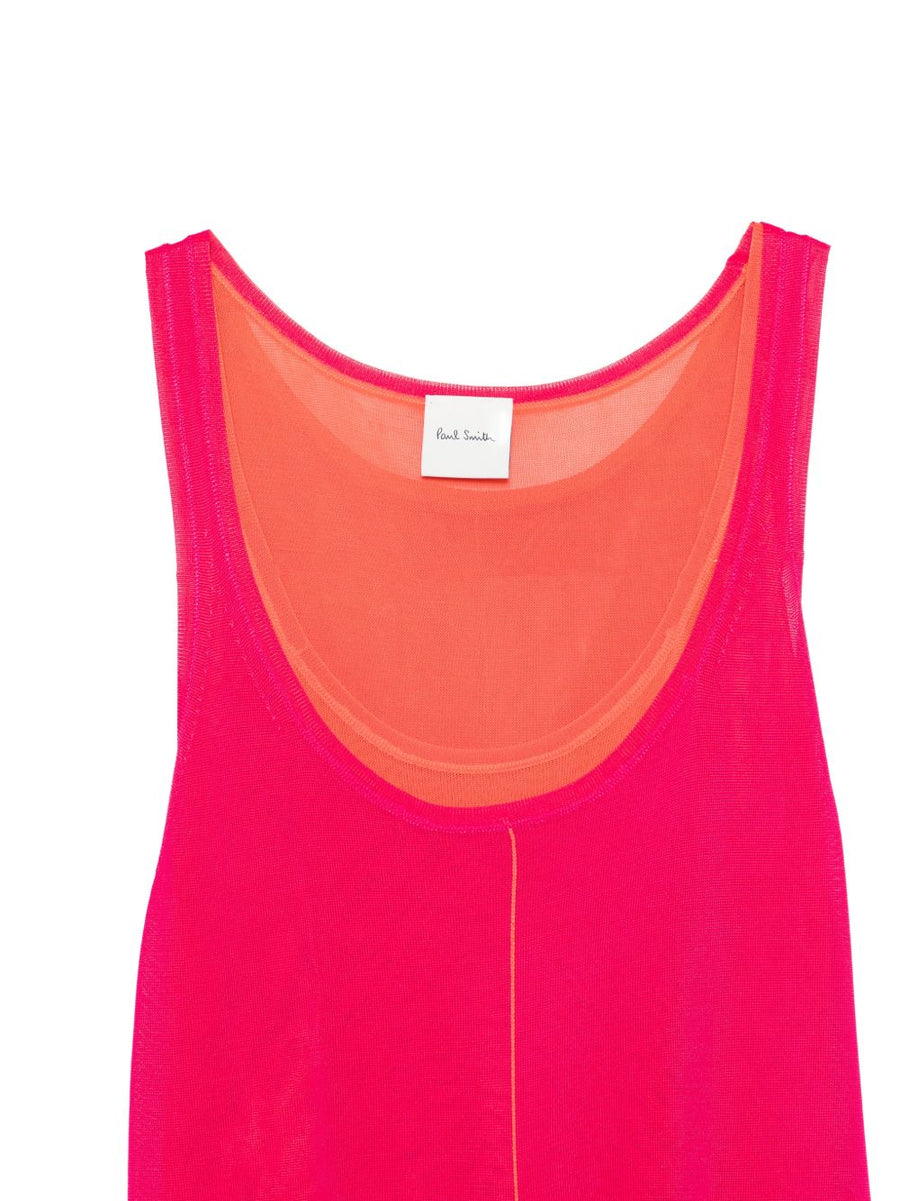Paul Smith Layered Tank Top For Women Pink And Orange Lightweight Sleeveless Round Neck Chic