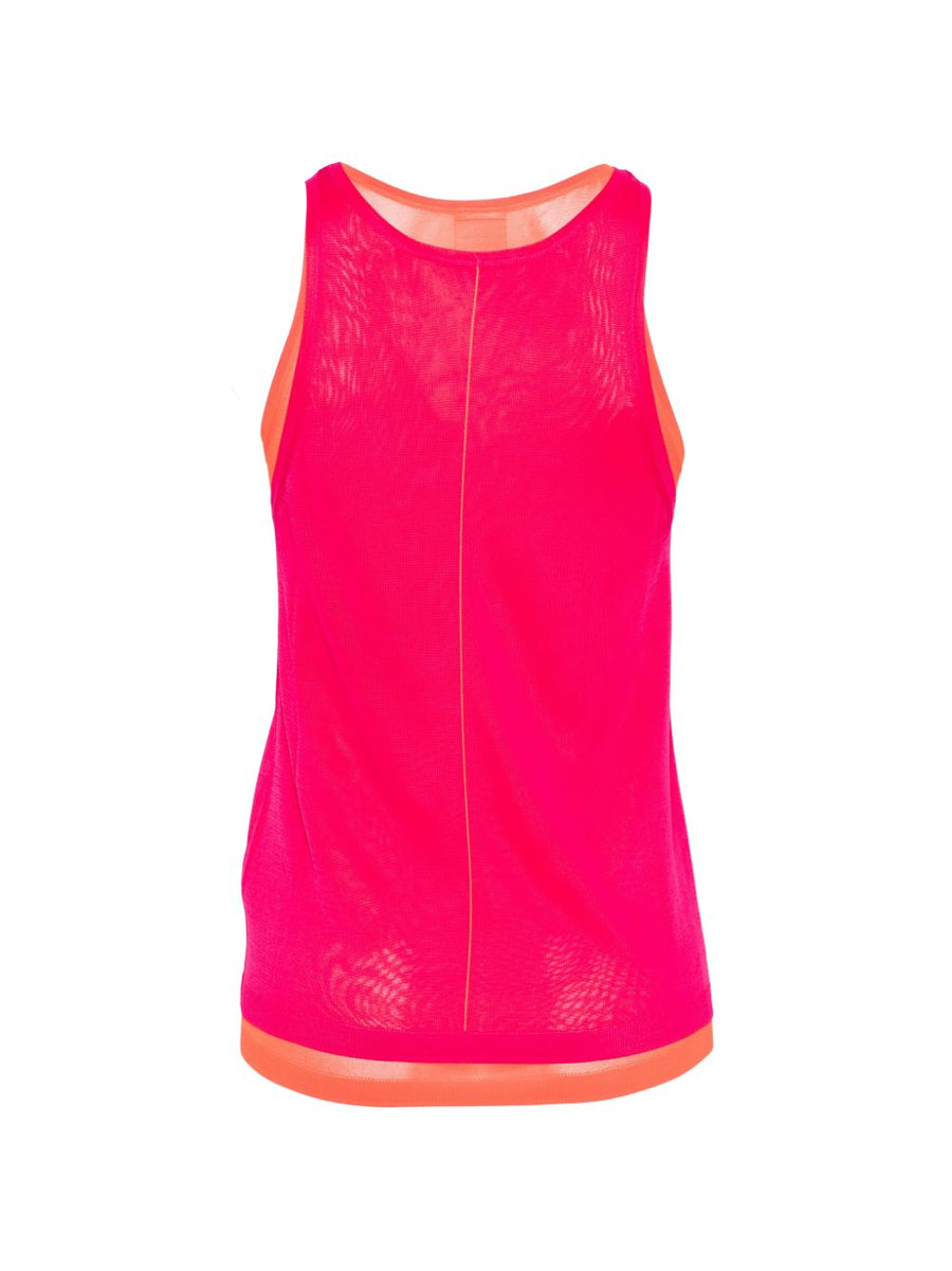 Paul Smith Layered Tank Top For Women Pink And Orange Lightweight Sleeveless Round Neck Chic