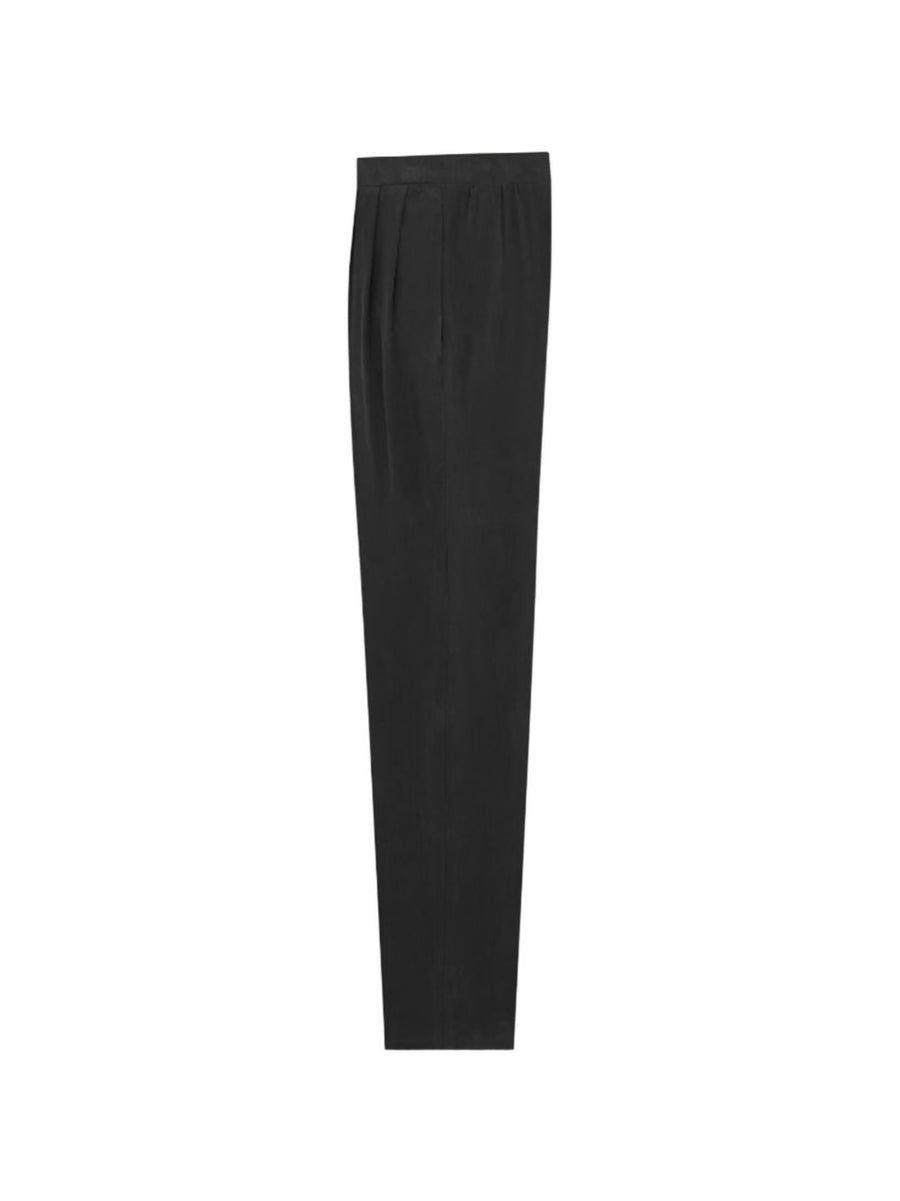 Saint Laurent Silk Formal Trousers For Women, Luxury High Rise Tailored Fit, Versatile Everyday Elegance