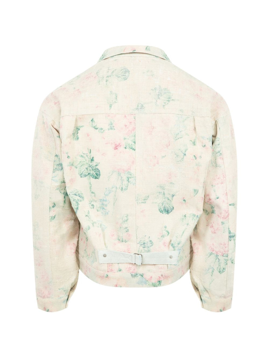 Junya Watanabe Printed Linen Jacket With Multicolored Floral Print For Men Refined Outerwear