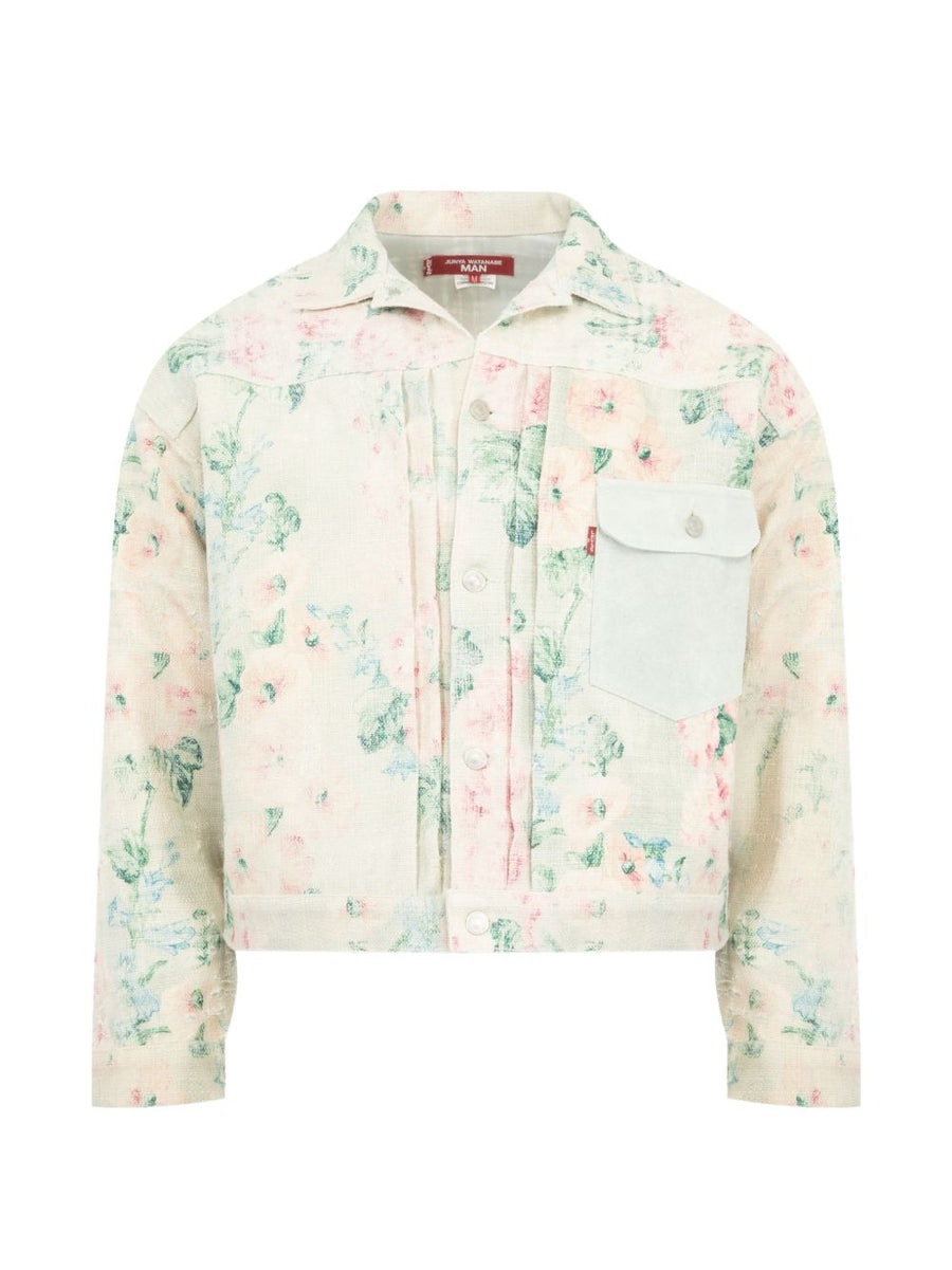 Junya Watanabe Printed Linen Jacket With Multicolored Floral Print For Men Refined Outerwear