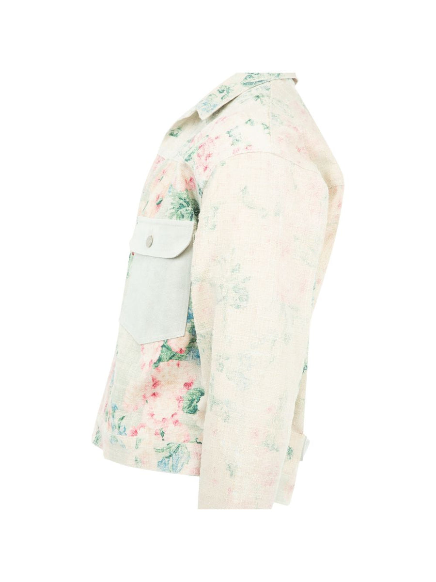Junya Watanabe Printed Linen Jacket With Multicolored Floral Print For Men Refined Outerwear
