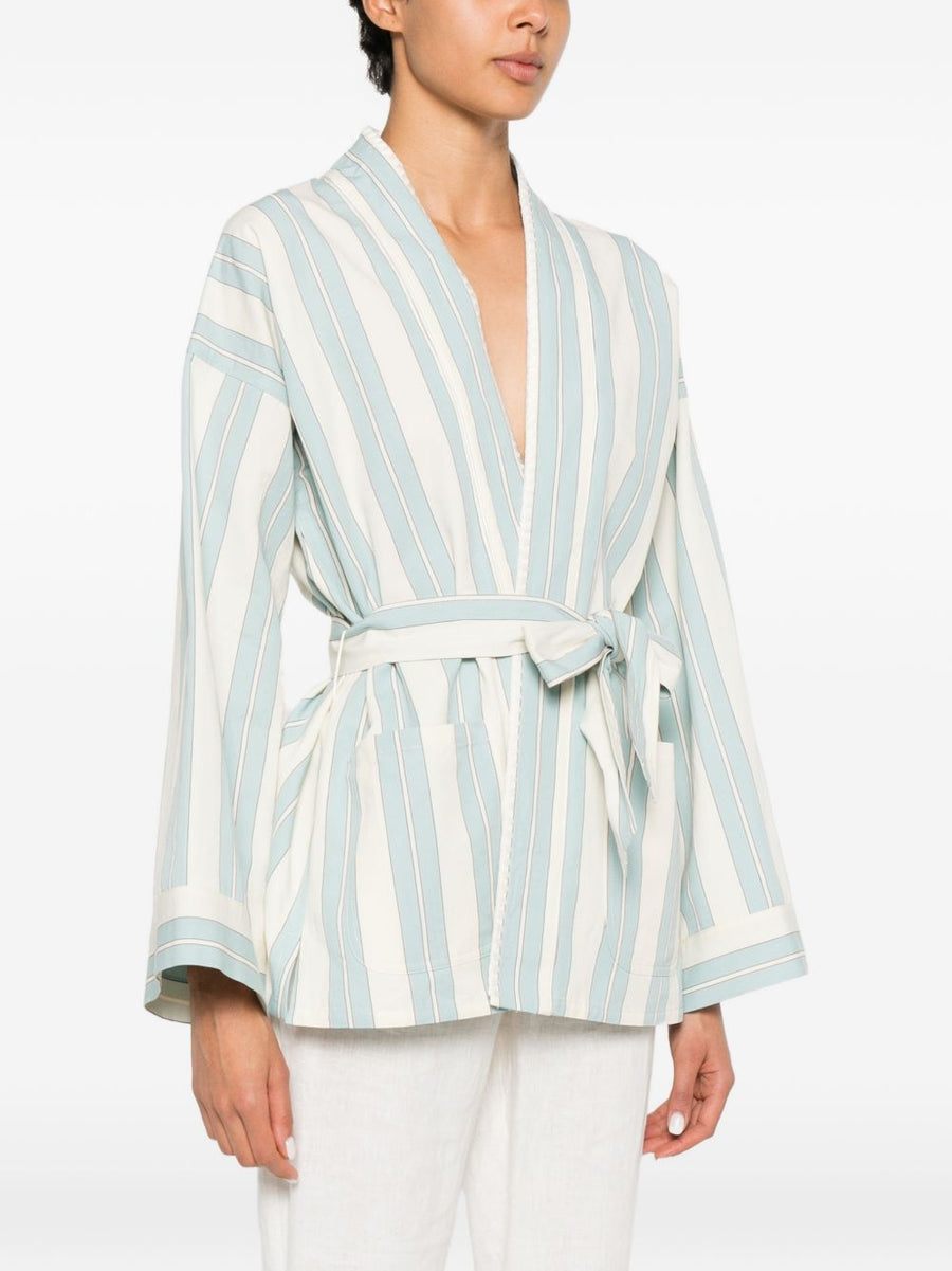 Forte Forte Striped Kimono Jacket For Women Wrap Design Luxurious Layering Essential