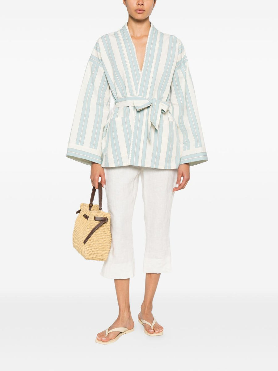 Forte Forte Striped Kimono Jacket For Women Wrap Design Luxurious Layering Essential