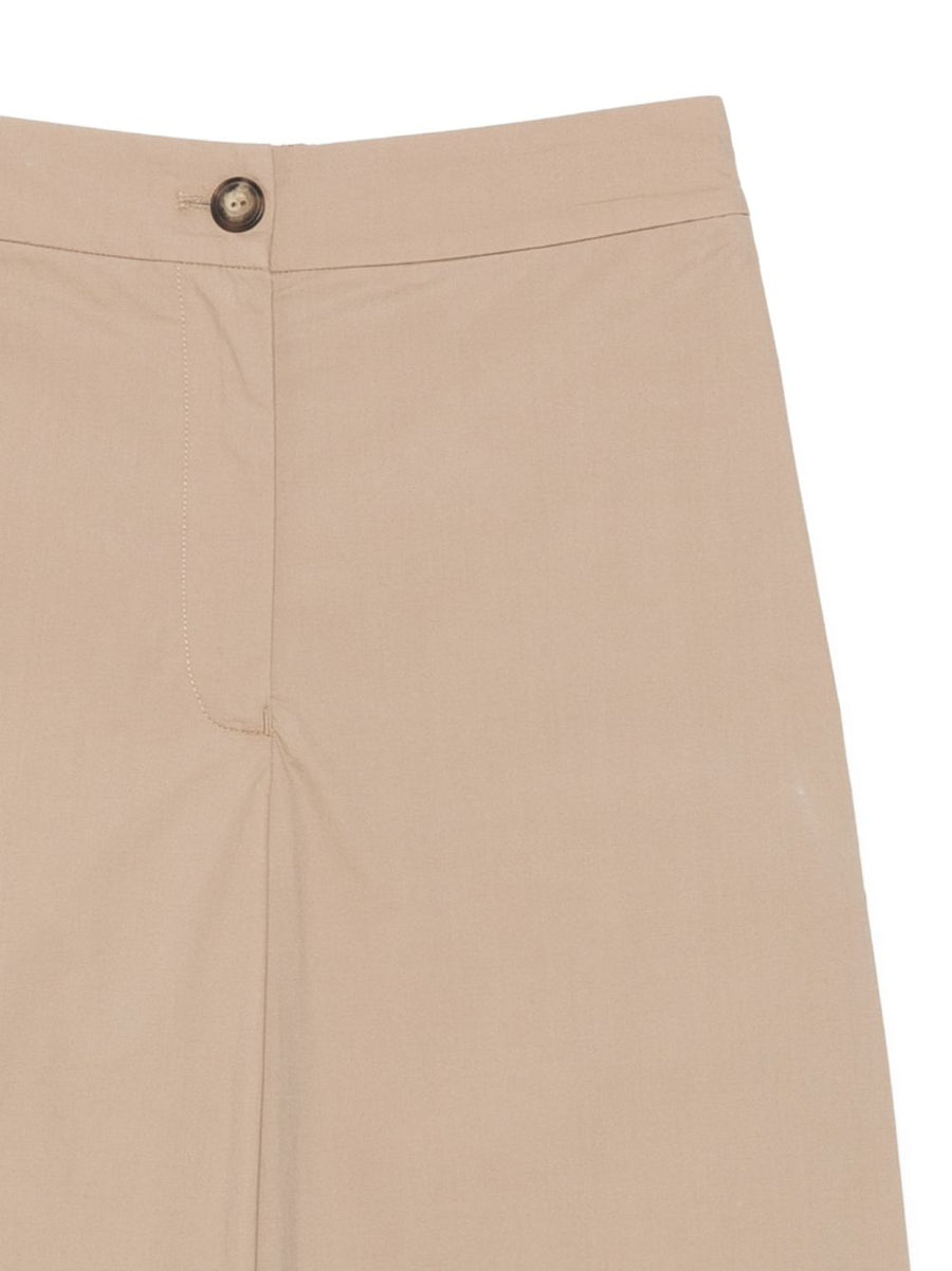 Emporio Armani Women Cotton Trousers Beige Wide Leg For Effortless Polished Office Style
