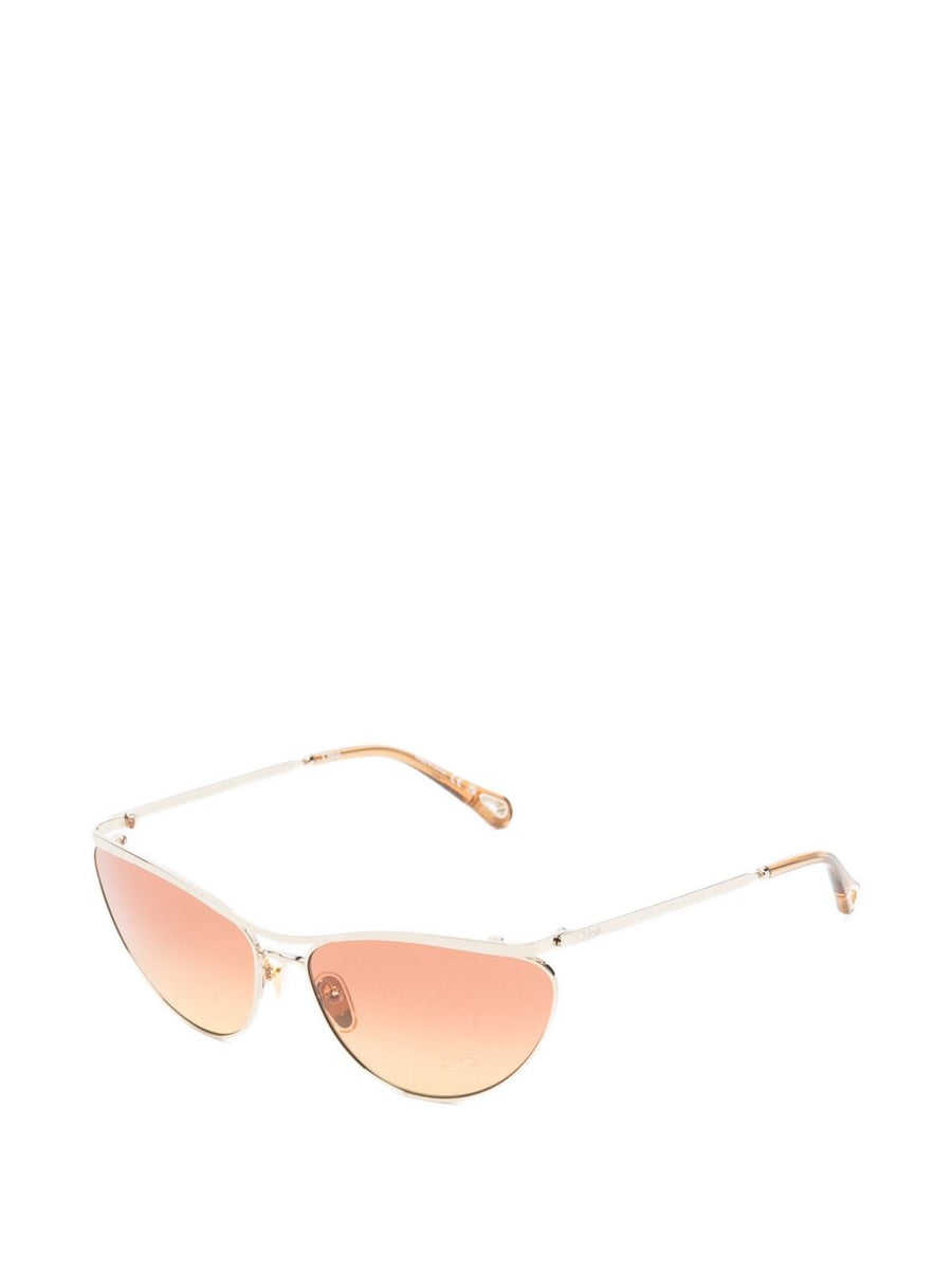 Chloé Uma Sunglasses Gold Tone Cat Eye With Gradient Lenses Case Included For Women