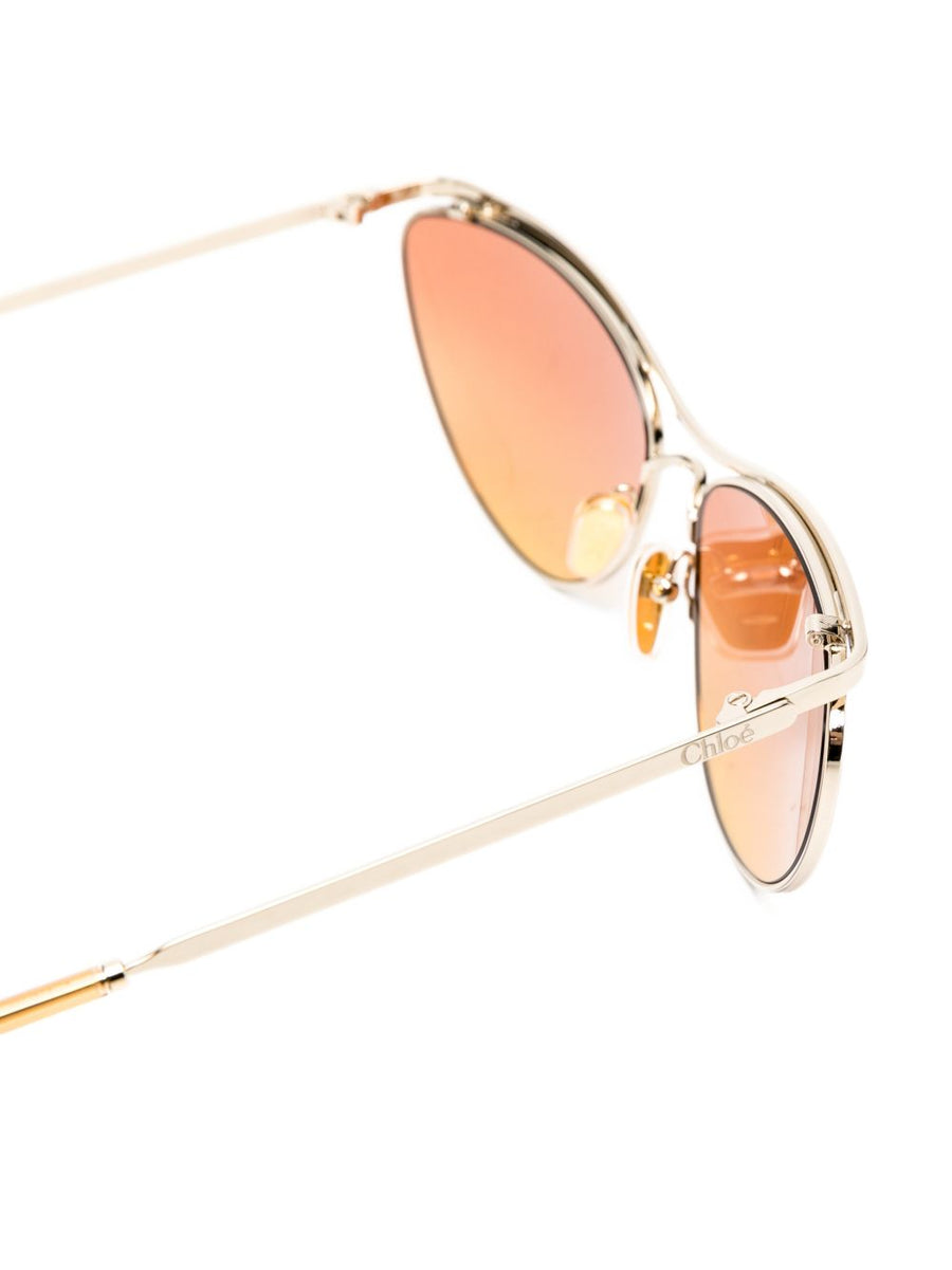 Chloé Uma Sunglasses Gold Tone Cat Eye With Gradient Lenses Case Included For Women