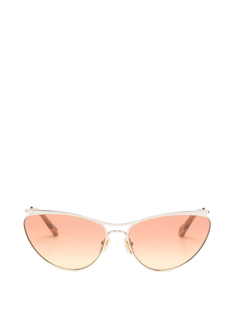 Chloé Uma Sunglasses Gold Tone Cat Eye With Gradient Lenses Case Included For Women