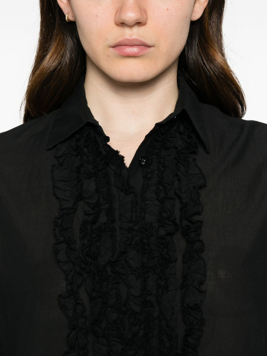 Sosue Antonia Cotton Shirt For Women With Ruffled Front 100 Percent Natural Cotton Timeless Classic Collar