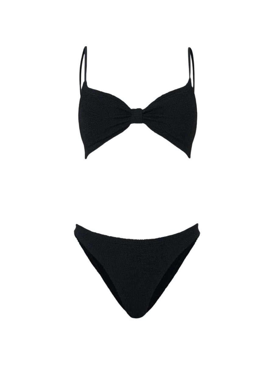 Hunza Alicia Bikini Set For Women Black With Gathered Detail Spaghetti Straps Minimalist Silhouette Resort Ready