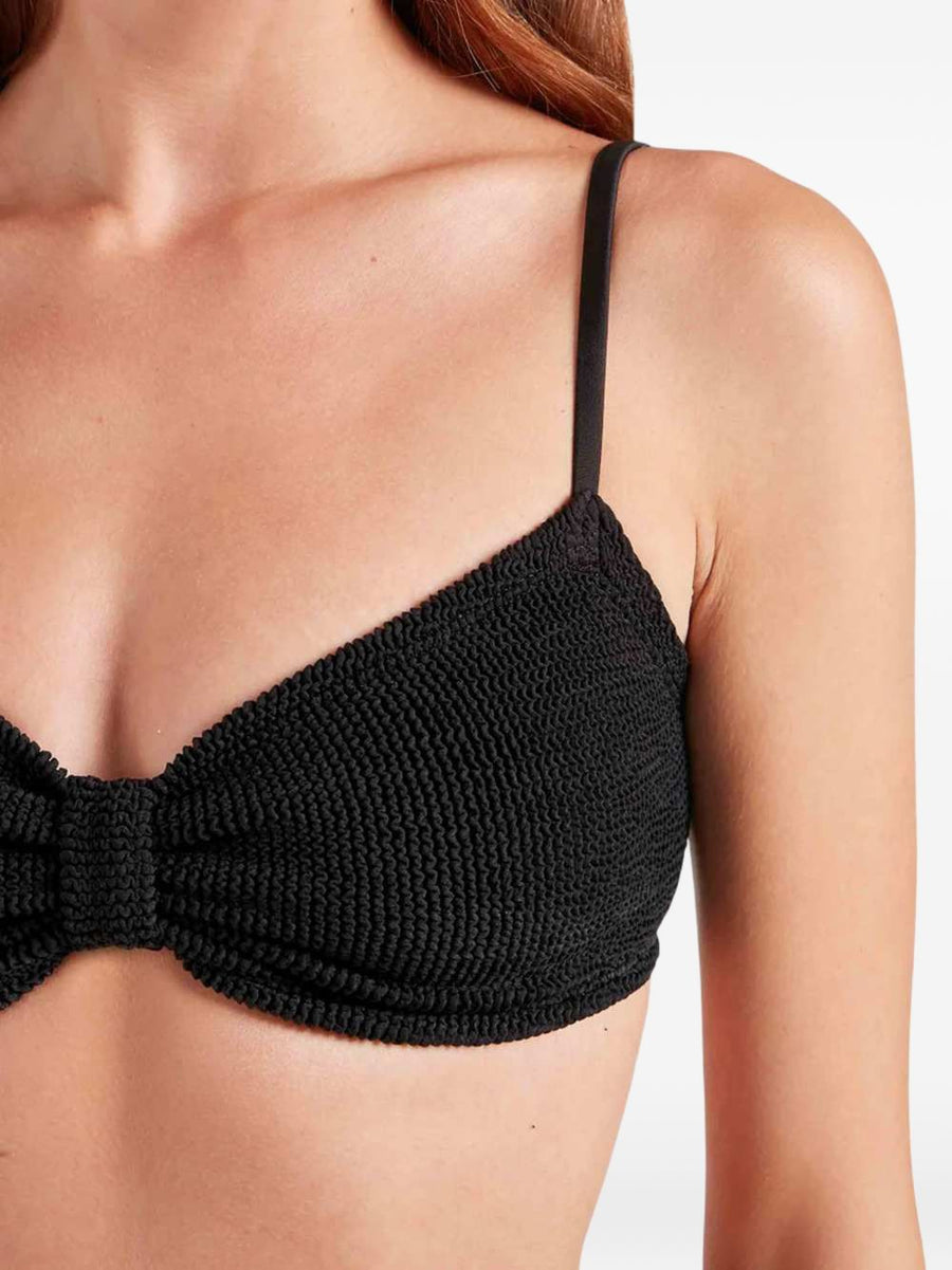 Hunza Alicia Bikini Set For Women Black With Gathered Detail Spaghetti Straps Minimalist Silhouette Resort Ready
