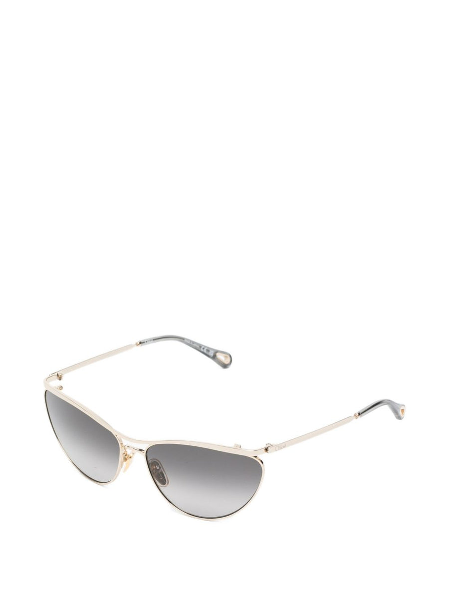 Chloé Sunglasses For Women Cat Eye Silver Metal Frame Gradient Lenses Luxury Protective Case Included
