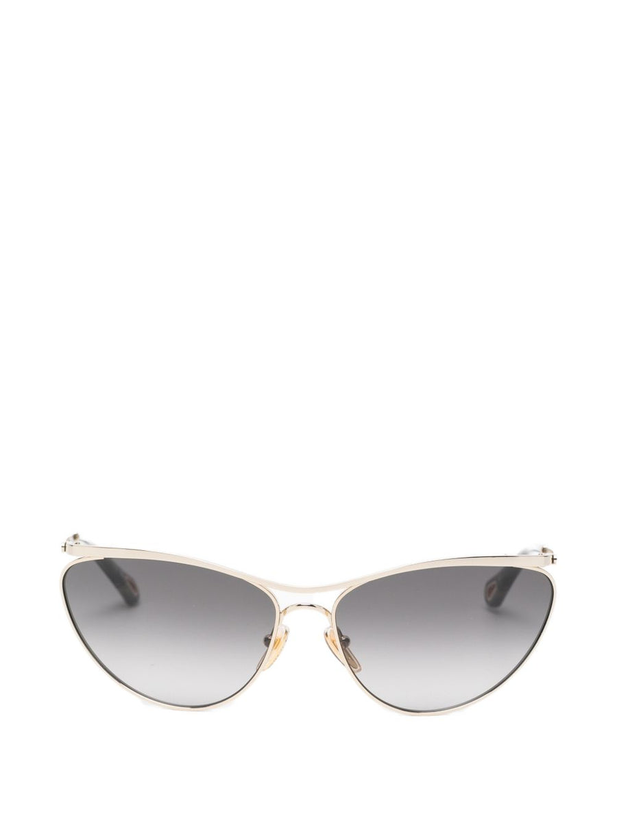 Chloé Sunglasses For Women Cat Eye Silver Metal Frame Gradient Lenses Luxury Protective Case Included