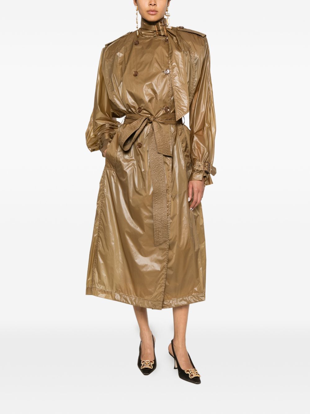 Saint Laurent LavalliÃ¨re Double-Breasted Belted Trench Coat