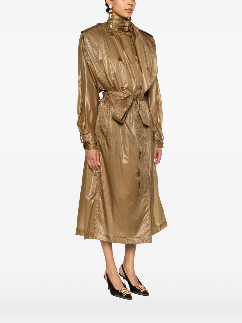 Saint Laurent LavalliÃ¨re Double-Breasted Belted Trench Coat