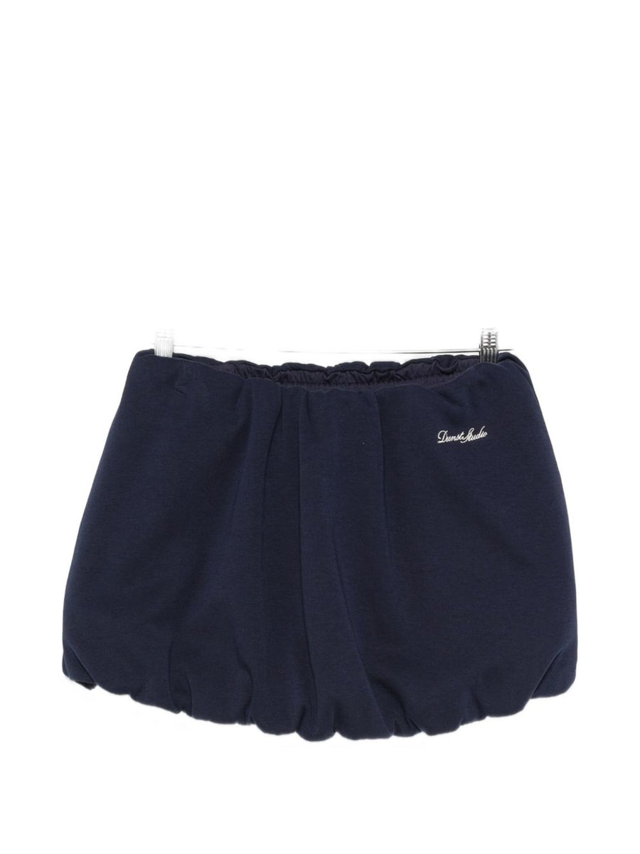 Dunst Cotton Mini Skirt For Women Navy Bubble Hem Elastic Waist Breathable Jersey