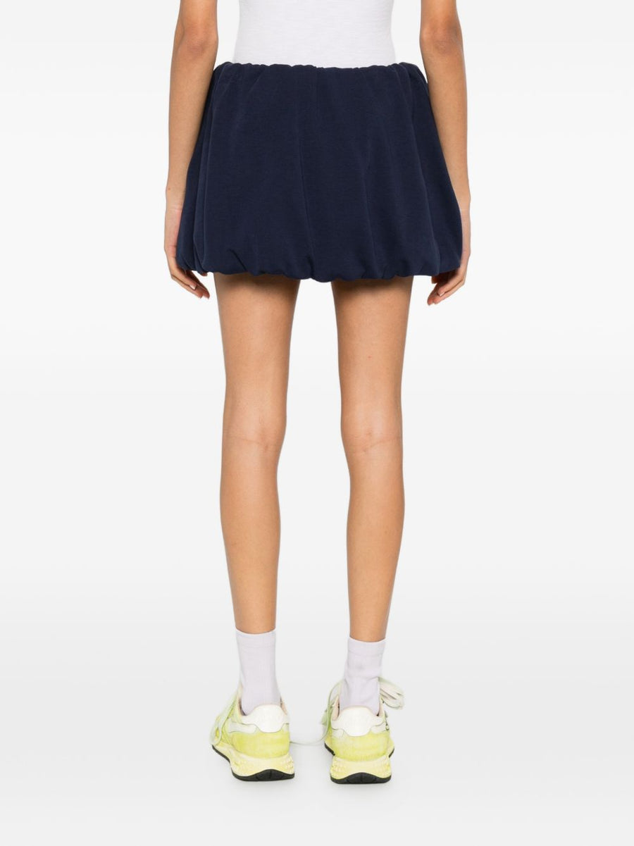 Dunst Cotton Mini Skirt For Women Navy Bubble Hem Elastic Waist Breathable Jersey