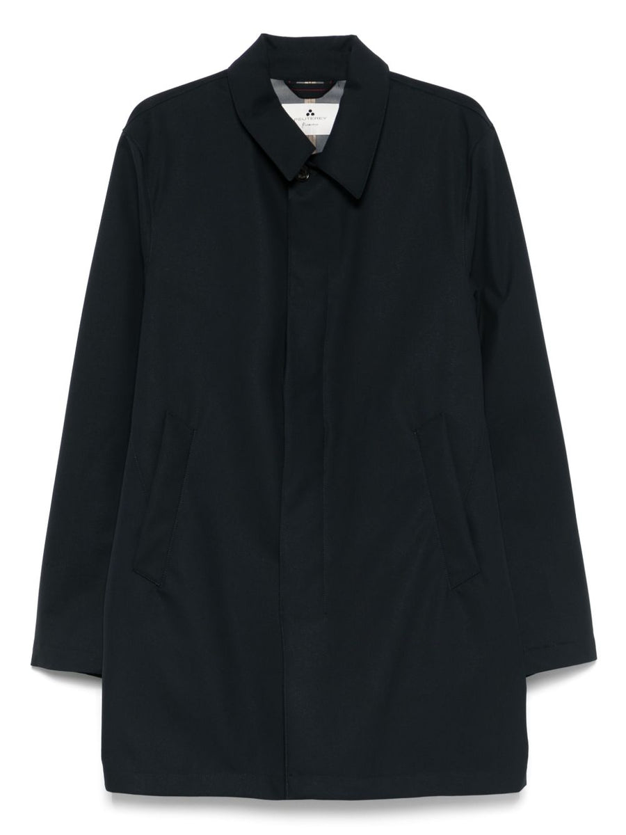 Peuterey Hinnoya Parka Coat for Men Front Button Fastening Drawstring Waist Flap Pockets Oxford Blue